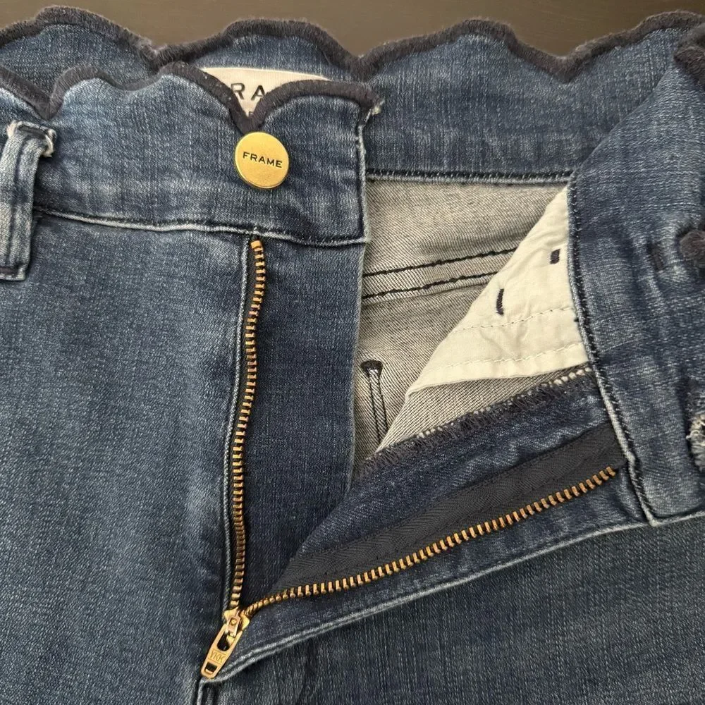 Frame Starwood Jeans Womens Sz 29 Blue Scallop Edge Splendor Straight Leg Denim